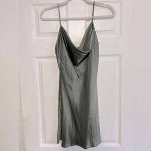 Capulet sage silk slip dress with adjustable straps, size small